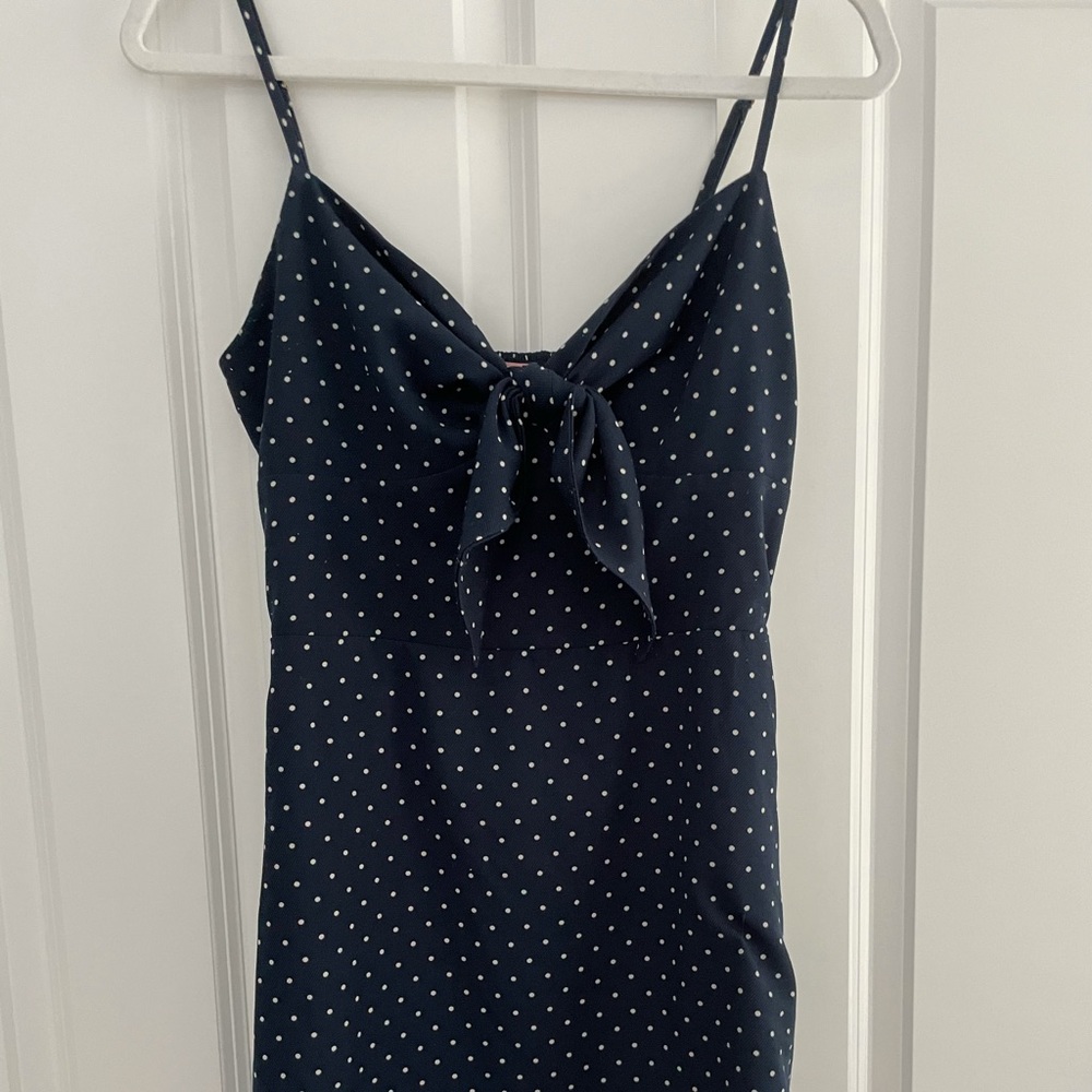 Lè Rumi Navy polka dot dress